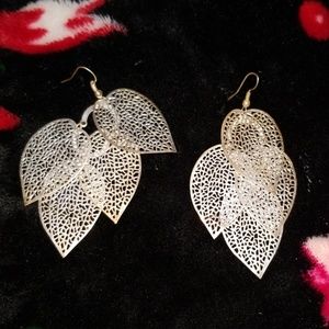 Silver Dangly Leaf Earrings